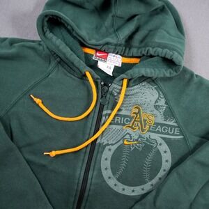 Retro Y2K Nike Oakland Athletics Women's MLB Baseball Full Zip Hoodie Green XS